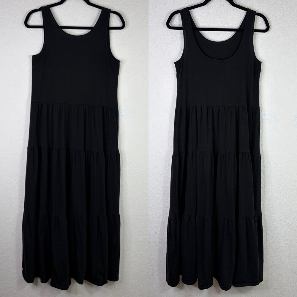 J. Crew Broken-in Jersey tiered maxi dress Black 100% cotton size XS, modest